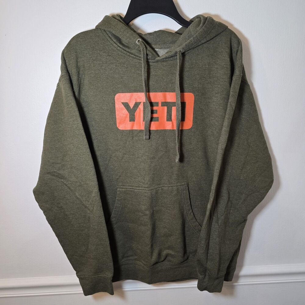Yeti Hoodie Mens Large Green Sweatshirt Outdoor Casual Heavyweight Fall Winter